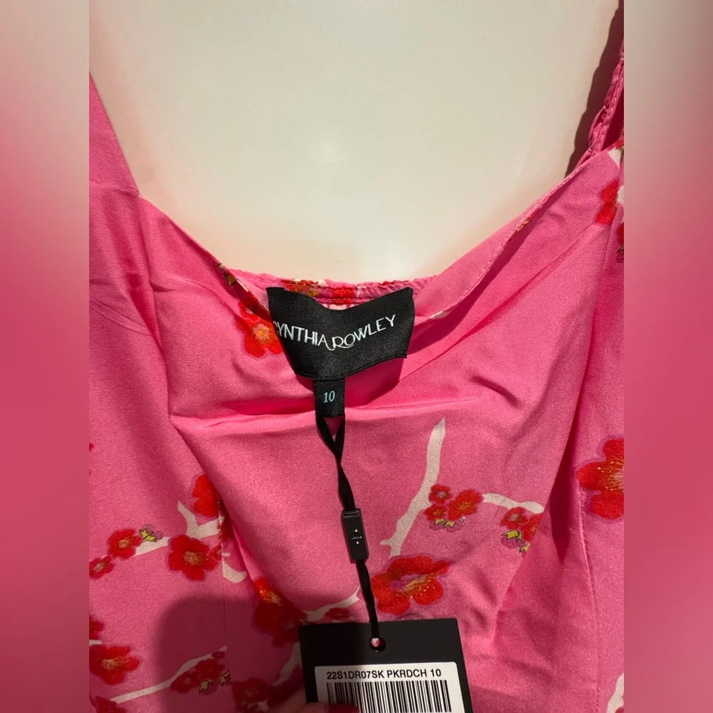 NWT Cynthia Rowley Cherry Blossom Print Smocked Back Bubble Dress - Size 10 - Picture 8 of 14